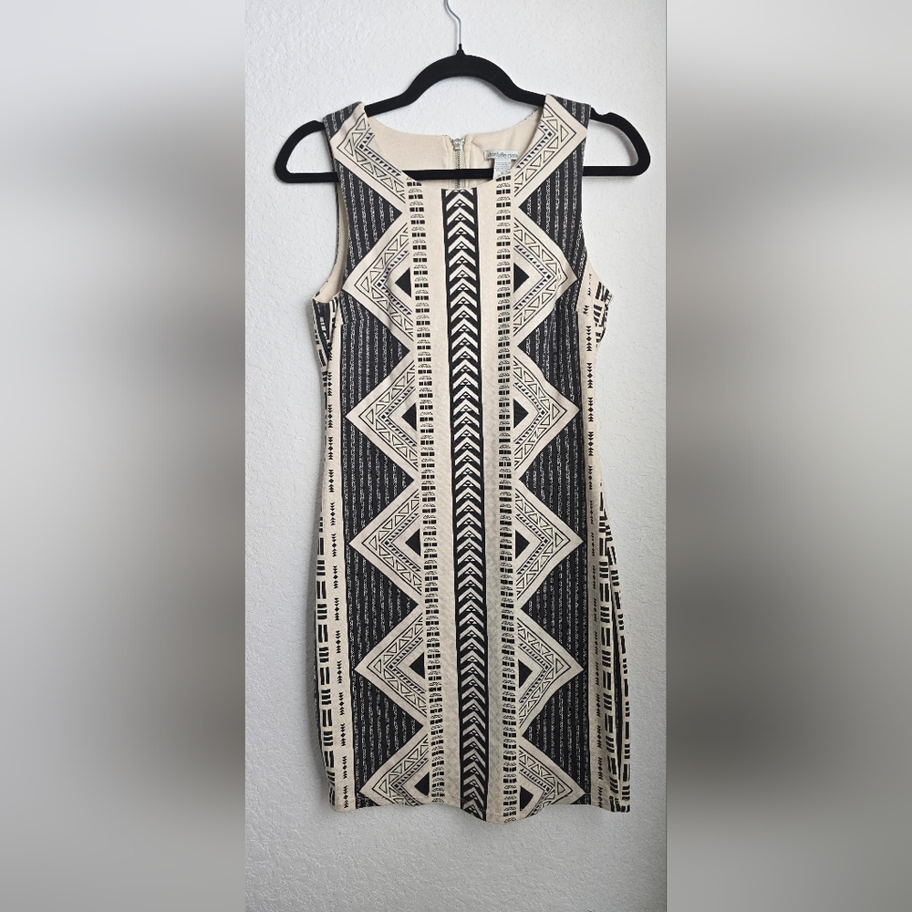 Charlotte Russe Black & Cream Geometric Midi Dress